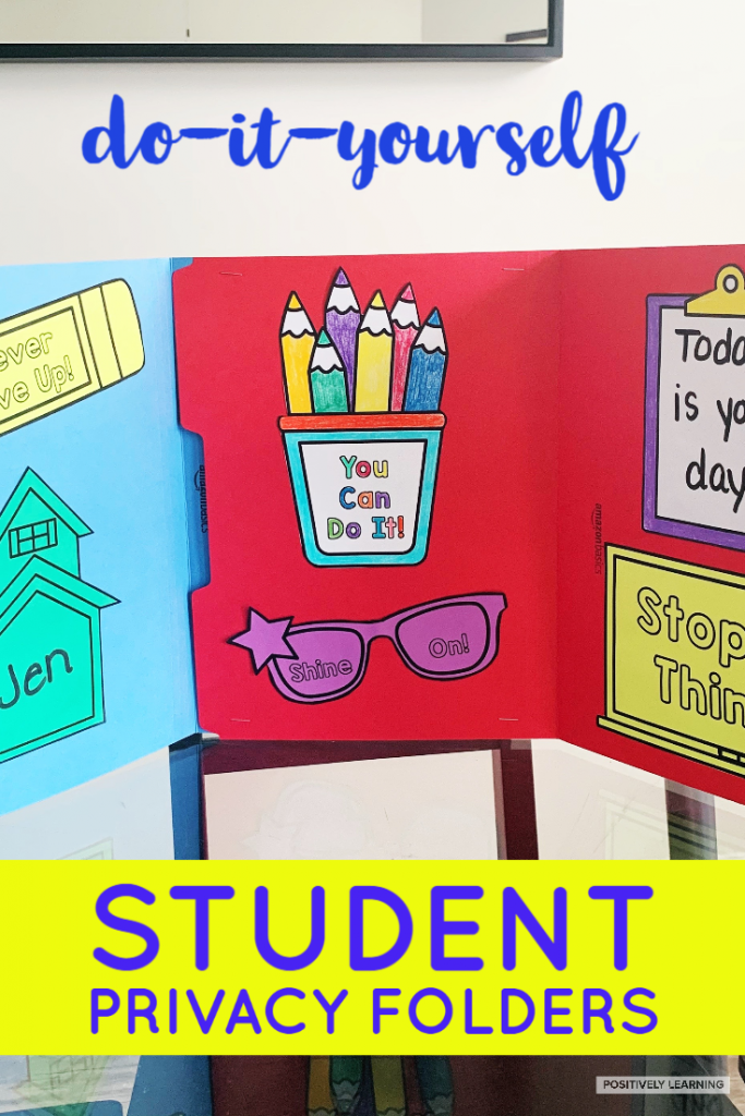 Add these student privacy folders to homework sessions, testing...anytime our students crave a little "me" time! Free DIY project from Positively Learning.