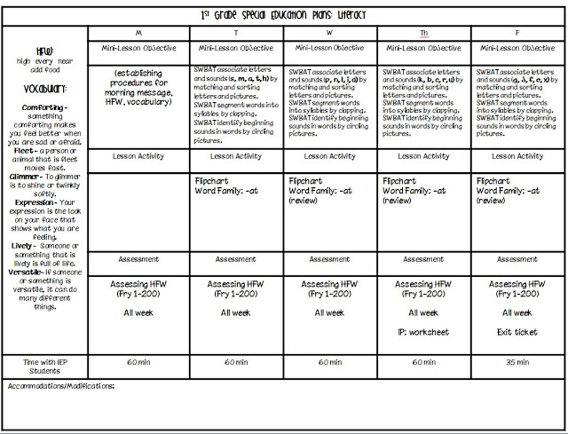 special education lesson plans free