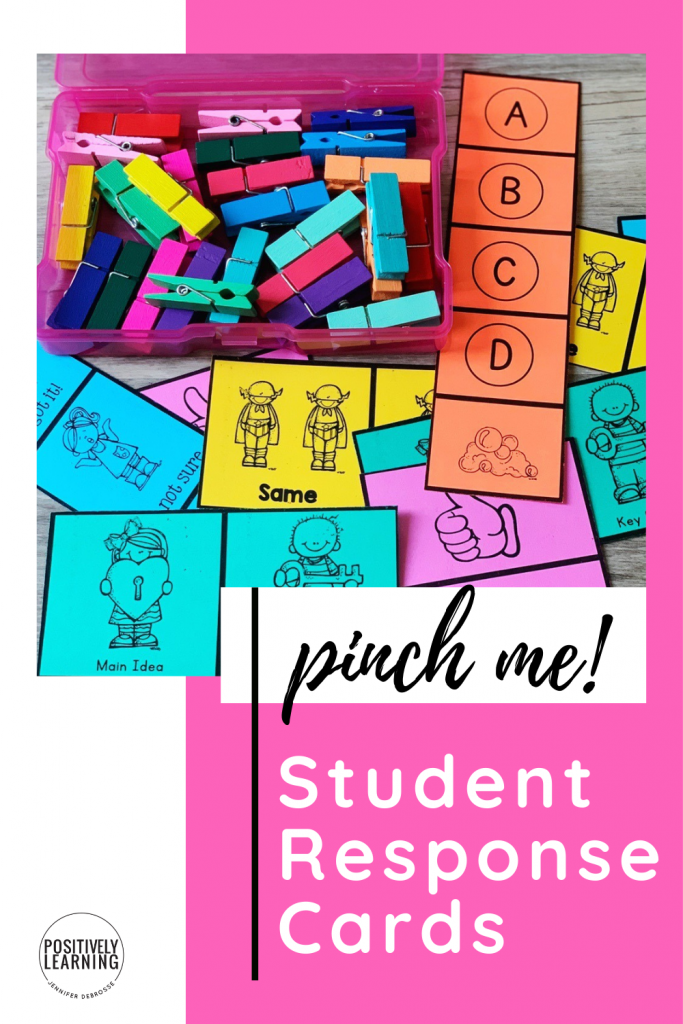 Pinch Cards - looking to increase student engagement? Pinch Cards are not only a fun way for students to participate, you can also learn A LOT about student understanding. Read more about how to use student response cards in your groups at school or online. #studentengagement #pinchcards #studentresponsecards