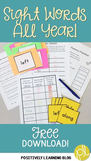 Positively Learning Blog Download Free Sight Word Resource