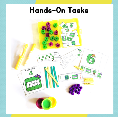 Hands-on learning and task cards organized in the toolbox learning center! From Positively Learning