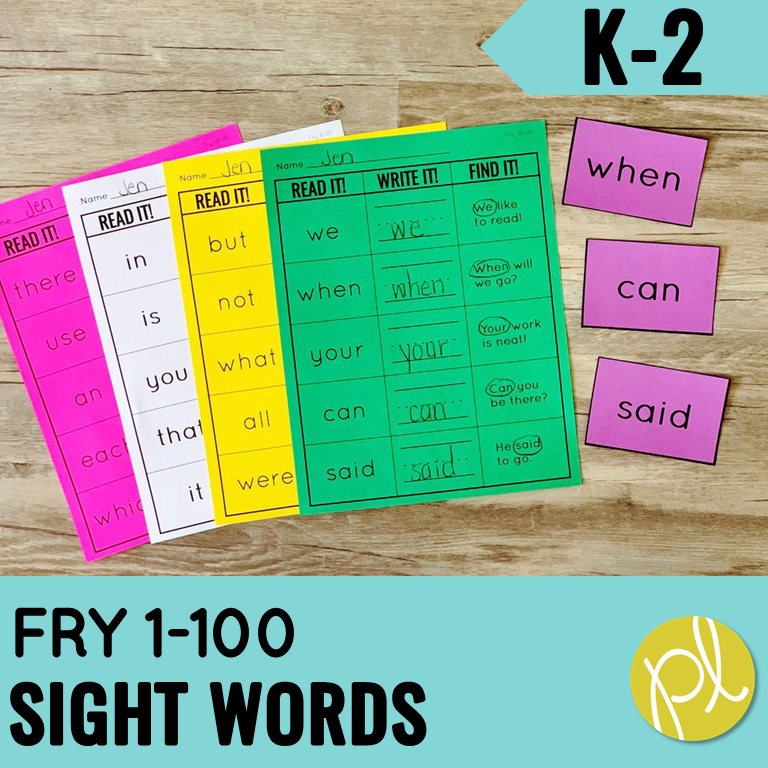 Sight Word Practice Materials for K-2 