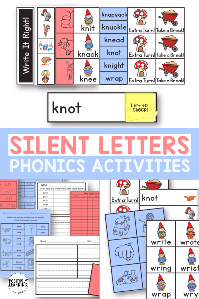 Three Phonics Silent Letters Dice Games: kn, wr, gn, tch, mb, mn