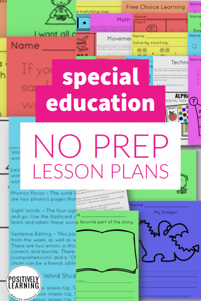 Special Education Weekly Lesson Plans Set 2 - Positively Learning