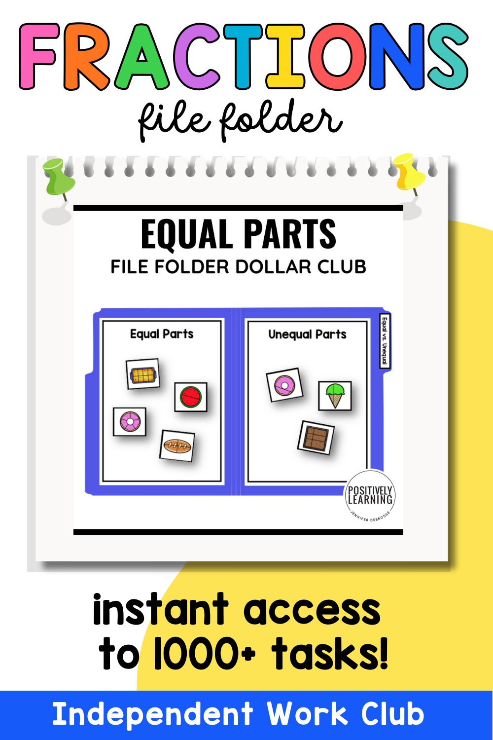 Equaling File Example Equal vs. Unequal Fractions File Folder | Food-Themed Visual Fraction Sort
