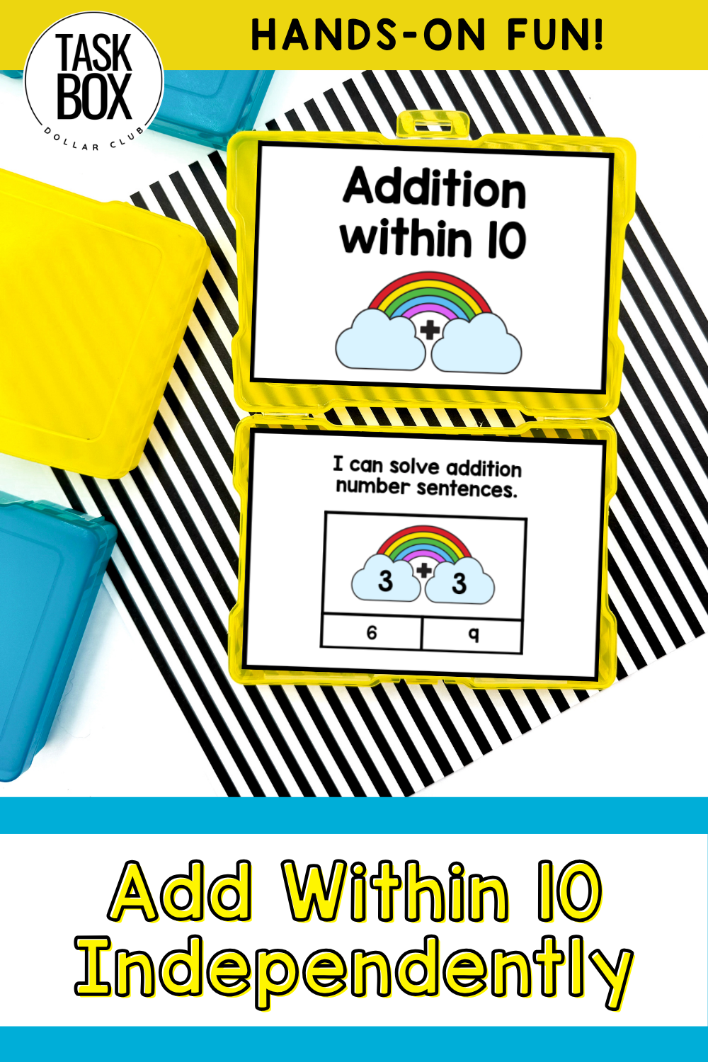 Rainbow Addition Within 10 Task Box