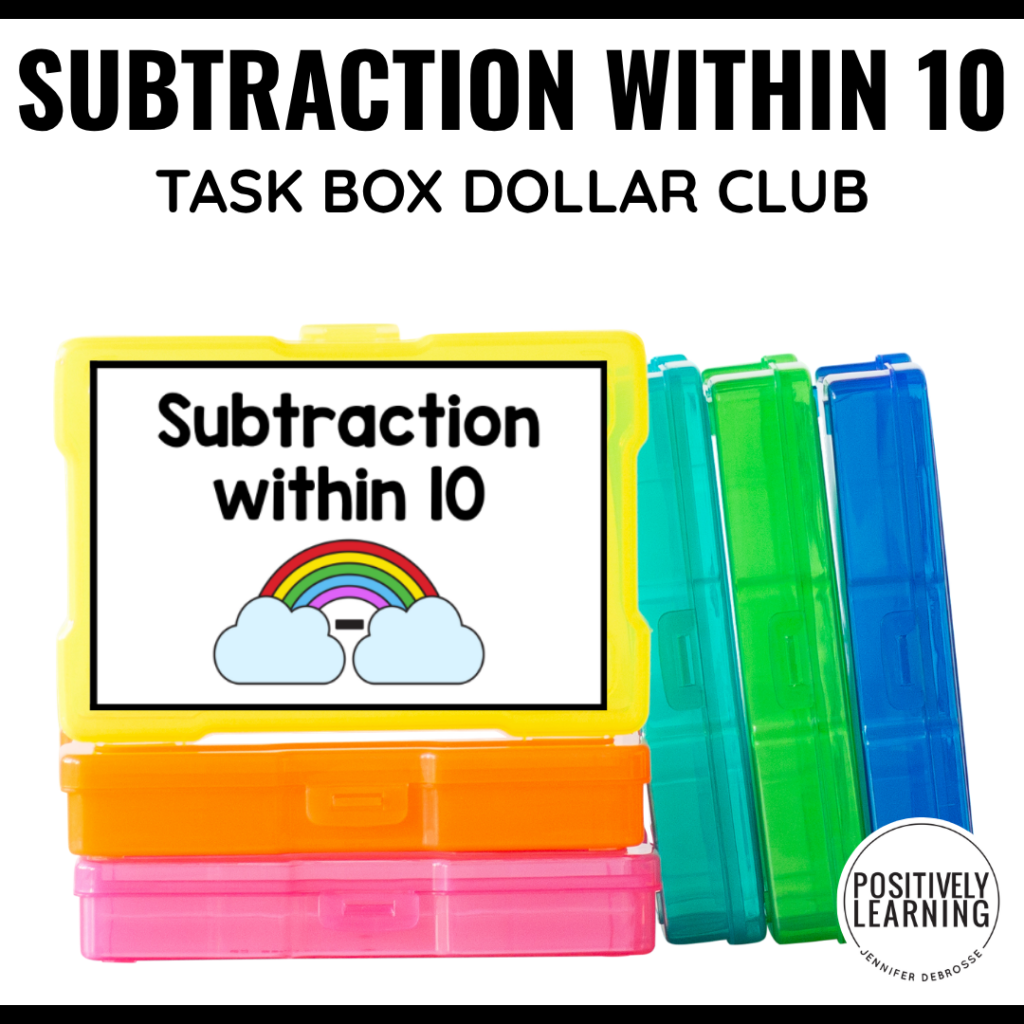 Rainbow Subtraction Within 10 Task Box